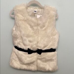 Faux Fur Vest with Black Bow Accent